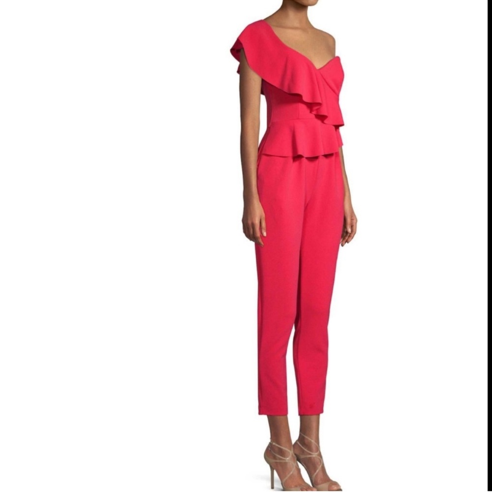 Alexia Admor Strapless Ruffle Pink Jumpsuit size 14